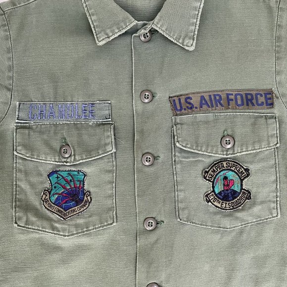 Vintage Vietnam War Era 270th E.I. Squadron USAF Poplin Field Shirt Named Size M - Picture 3 of 4
